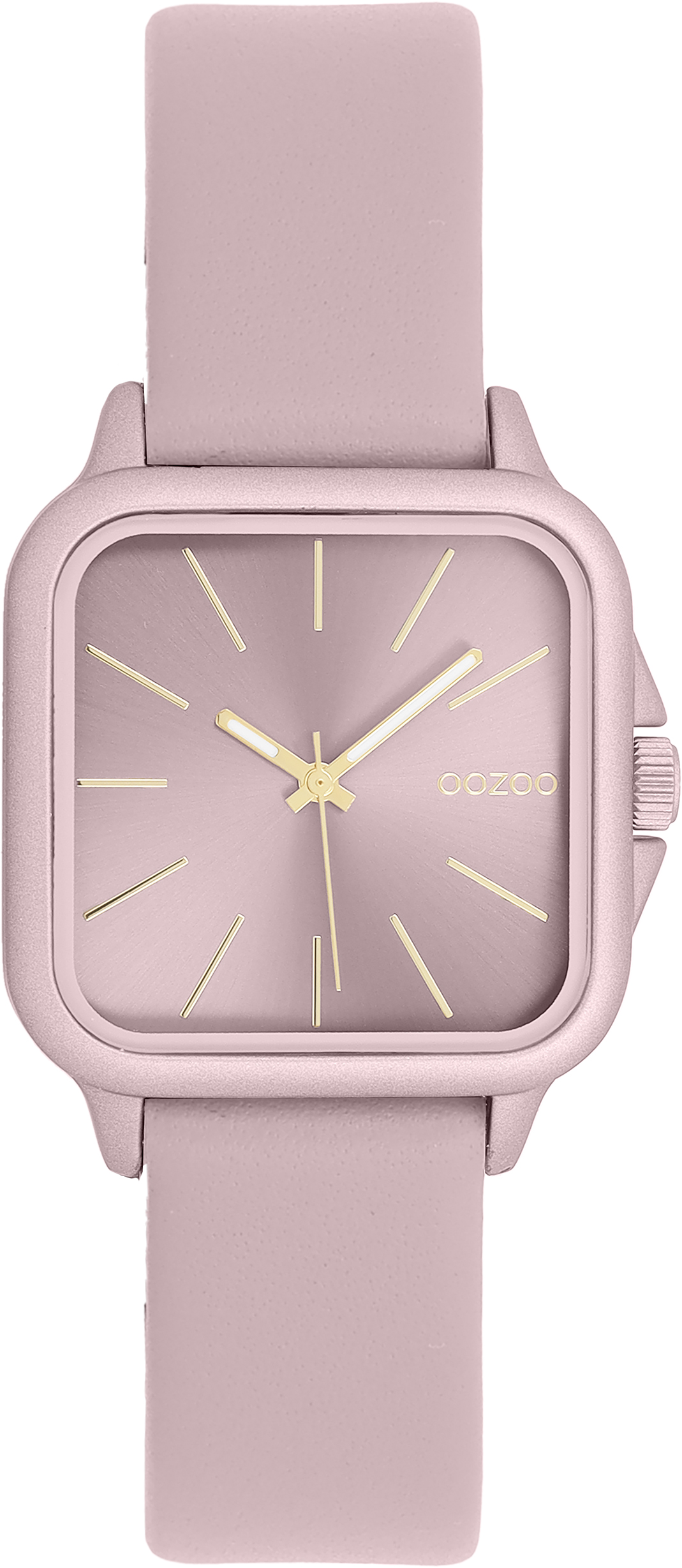 Gold colouPink OOZOO watch with leather strap - C11667